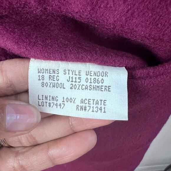 Vtg LL Bean Women's Size 18R Wool  Cashmere PURPLE Lined Blazer Jacket Old Money - Picture 7 of 7